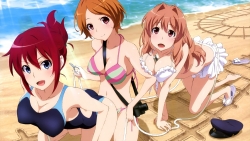 169_298614 bikini cleavage erect_nipples kondou_genichirou koumi_haruka rail_wars! sakurai_aoi_(rail_wars!) sasshou_mari swimsuits
