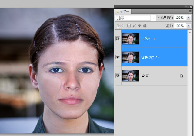 Photoshopの自動結合(パノラマ)を使って、顔を合成・移植する