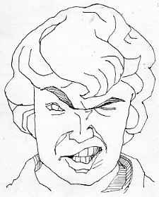 怒り顔正面像イラスト 14歳男コーカソイド ペン画で人物表情たまに発想アイディア